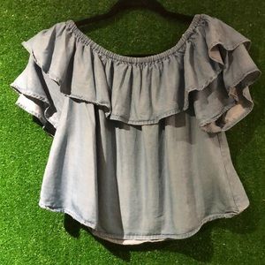 Denim of the shoulder blouse size XL